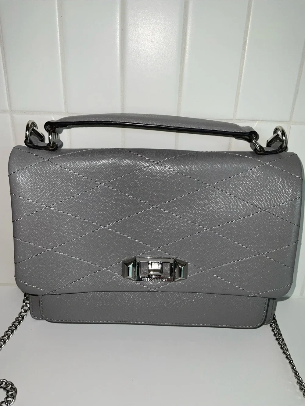Rebecca Minkoff Quilted Gray Top-Handle Crossbody